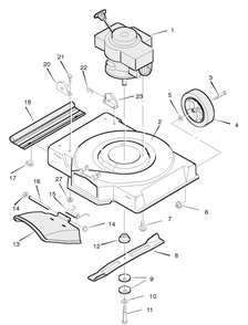 Mower Housing Assembly Diagram and Parts List for 22223X41A 1996 Briggs and Stratton Lawn Mower